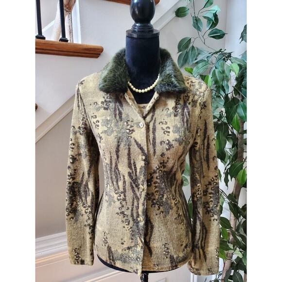 Jessica Howard Women's Khaki Long Sleeve Buttons Style Casual Cardigan Sweater S - Picture 1 of 9